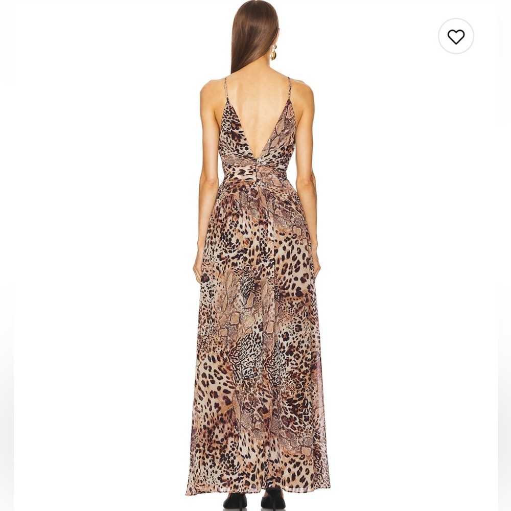 Michael Costello × REVOLVE Natalia Gown in Leopard Brown Animal Medley - Picture 2 of 10